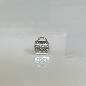 Pandora purse charm with pink crystal